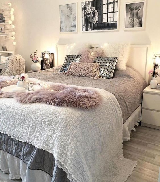 cozy bedroom ideas; bedroom decor ideas for teens; Small and warm cozy bedroom ideas; DIY cozy bedroom decor; boho bedroom decor; Pink and grey bedroom;Minimalist home design.