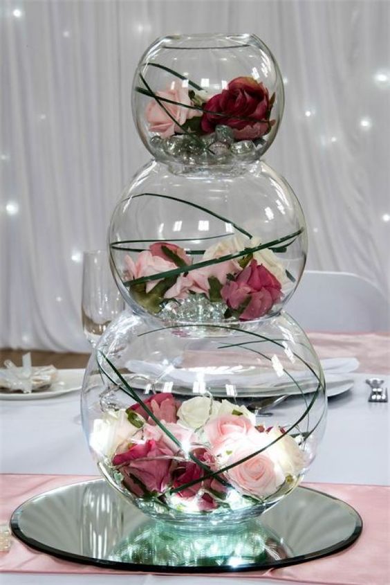 table centerpiece ideas wedding receptions Each table was decorated ...